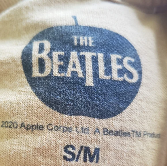 The Beatles 100% Cotton Tee Shirt Mustard Yellow Charcoal Gray Size S/M - Picture 6 of 7
